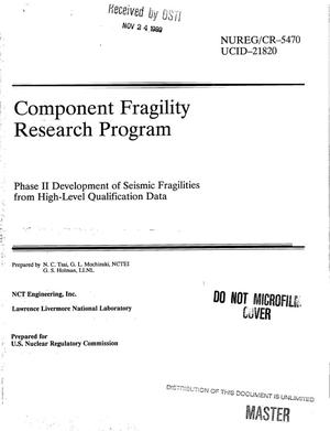 Primary view of object titled 'Component fragility research program'.
