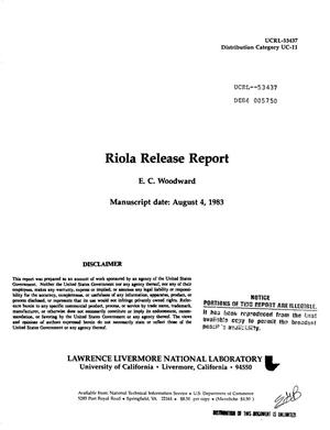 Riola release report