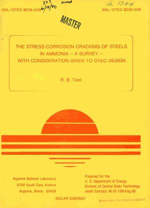 Stress-corrosion cracking of steels in ammonia with consideration given to OTEC design: a survey