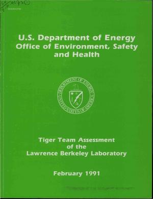 Tiger Team assessment of the Lawrence Berkeley Laboratory, Washington, DC