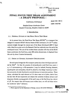 Final focus test beam alignment: A draft proposal