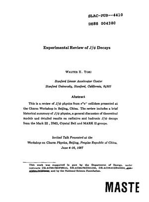 Experimental review of J/psi decays