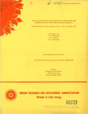 Evaluation of selected chemical processes for production of low-cost silicon, (Phase II). Seventh quarterly progress report, April 1, 1977--June 30, 1977