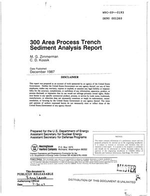 300 Area Process Trench Sediment Analysis Report