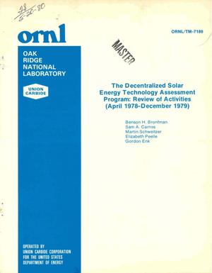 Decentralized Solar Energy Technology Assessment Program: review of activities (April 1978-December 1979)