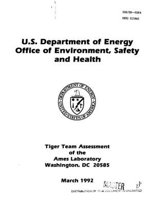 Tiger Team Assessment of the Ames Laboratory