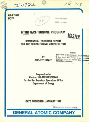 HTGR gas-turbine program. Semiannual progress report for period ending March 31, 1980