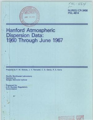 Hanford atmospheric dispersion data: 1960 through June 1967