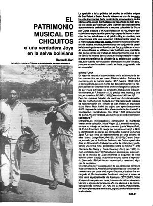 Primary view of object titled 'El Patrimonio Musical De Chiquitos: O Una Verdadera Joya en La Selva Boliviana'.
