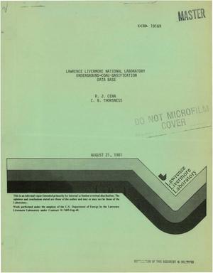 Primary view of object titled 'Lawrence Livermore National Laboratory underground coal gasification data base. [US DOE-supported field tests; data]'.
