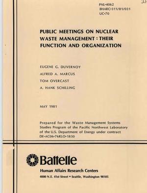 Public meetings on nuclear waste management: their function and organization