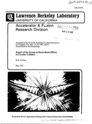 Report of the group on beam-beam effects in circular colliders