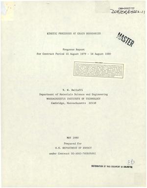 Kinetic Processes at Grain Boundaries. Progress Report, 15 August 1979-14 August 1980