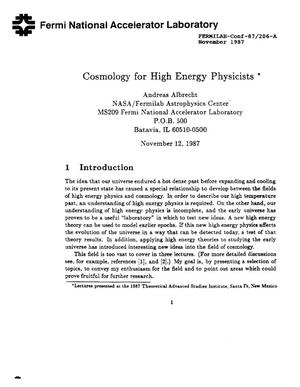 Cosmology for high energy physicists