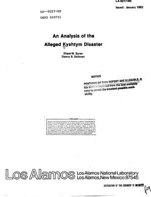 Primary view of object titled 'Analysis of the alleged Kyshtym disaster'.