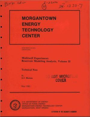 Multiwell Experiment: Reservoir Modeling Analysis, Volume II