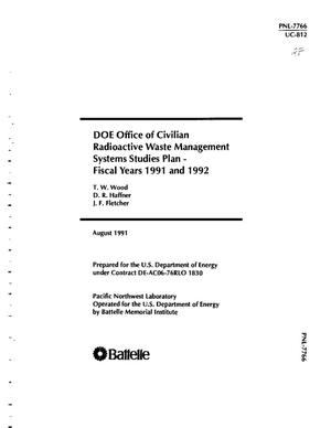 DOE Ofice of Civilian Radioactive Waste Management Systems studies plan, fiscal years 1991 and 1992. [Appendix lists system studies with respective abstracts]
