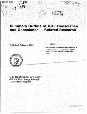 Summary outline of DOE geoscience and geoscience - related research