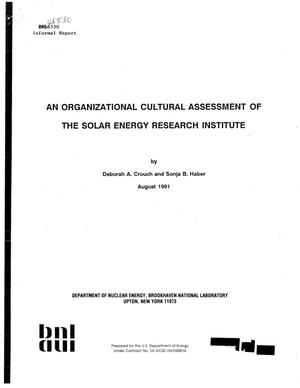 Organizational Cultural Assessment of the Solar Energy Research Institute