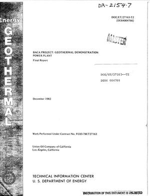 BACA Project: geothermal demonstration power plant. Final report