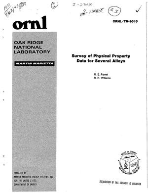 Survey of physical property data for several alloys. [Nitronic 33; copper C10400; copper C17510]