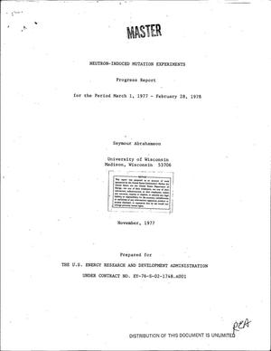 Neutron-induced mutation experiments. Progress report, March 1, 1977--February 28, 1978. [Drosophila female gonial cell exposure]