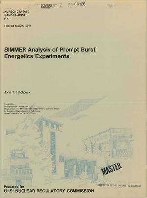 Simmer analysis of prompt burst energetics experiments