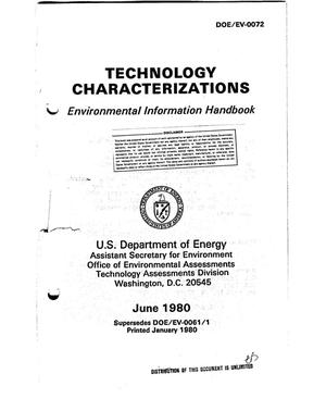 Technology Characterizations. Environmental Information Handbook
