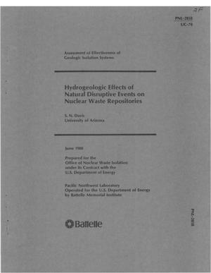 Hydrogeologic effects of natural disruptive events on nuclear waste repositories
