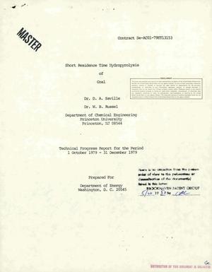 Short residence time hydropyrolysis of coal. Technical progress report, 1 October 1979-31 December 1979