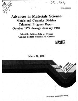 Advances in materials science, Metals and Ceramics Division. Triannual progress report, October 1979-January 1980