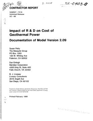IM-GEO: Impact of R and D on cost of geothermal power: Documentation of Model Version 2. 09