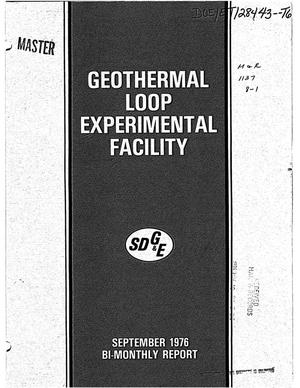 SDG and E - ERDA Geothermal Loop Experimental Facility. Bi-monthly report, May 1975-August 1976