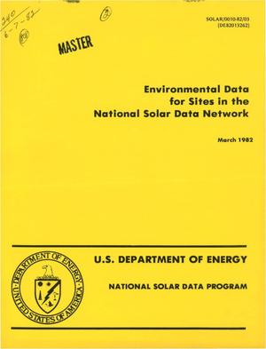 March 1982 environmental data for sites in the National Solar Data Network