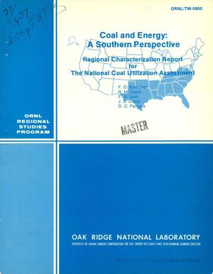Coal and energy: a southern perspective. Regional characterization report for the National Coal Utilization Assessment
