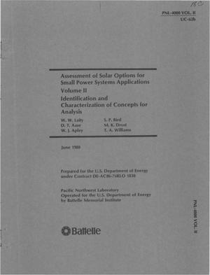 Assessment of solar options for small power systems applications. Volume II. Identification and characterization of concepts for analysis