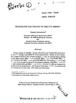 Search for tau decays to the eta meson