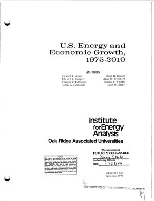 U. S. energy and economic growth, 1975--2010