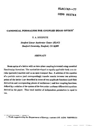 Canonical formalism for coupled beam optics