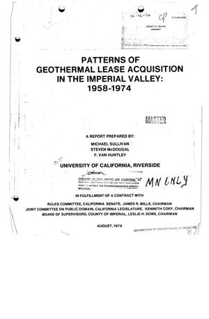 Patterns of Geothermal Lease Acquisition in the Imperial Valley: 1958--1974