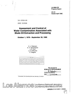 Assessment and control of water contamination associated with shale oil extraction and processing. Progress report, October 1, 1979-September 30, 1980