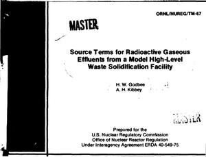 Source terms for radioactive gaseous effluents from a model high-level waste solidification facility