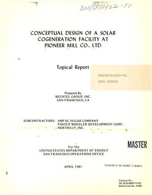 Primary view of object titled 'Conceptual design of a solar cogeneration facility at Pioneer Mill Co. , Ltd'.