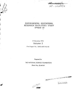 Experimental geothermal research facilities study (Phase O). Final report No. 26405-6001-RU-00