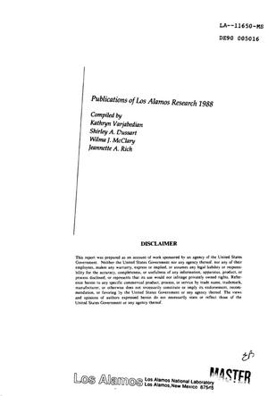 Publications of Los Alamos research 1988