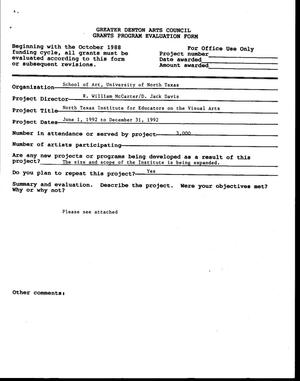 [Greater Denton evaluation form filled by NTIEVA, 1992]