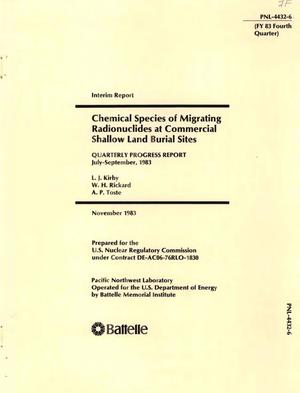 Chemical species of migrating radionuclides at commercial shallow land burial sites. Quarterly progress report, July-September 1983