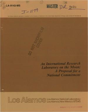 International research laboratory on the moon: a proposal for a national commitment