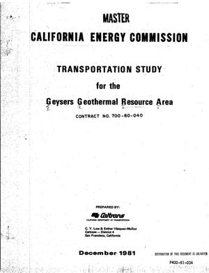 Transportation study for the Geysers Geothermal Resource Area