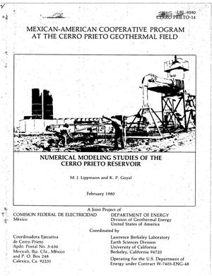 Numerical modeling studies of the Cerro Prieto reservoir